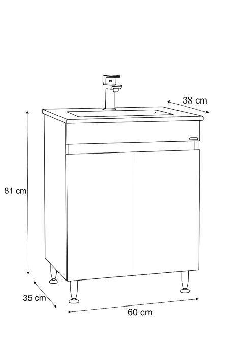 Set Baza front MDF si Lavoar seria 386, montat, 60 cm, alb [5]