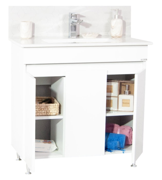 Set Baza front MDF si Lavoar seria 386, montat, 80 cm, alb [3]