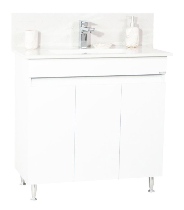 Set Baza front MDF si Lavoar seria 386, montat, 80 cm, alb [2]