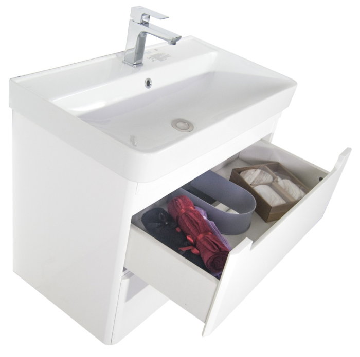 Set Baza front MDF si Lavoar seria 502, cu sertare, cadru metalic, 80 cm, alb [4]