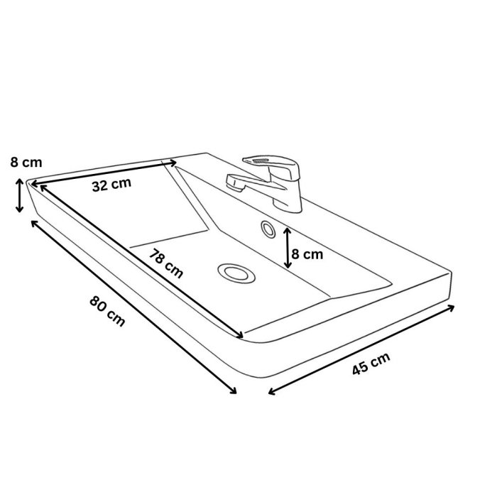 Set Baza front MDF si Lavoar seria 502, cu sertare, cadru metalic, 80 cm, alb [9]
