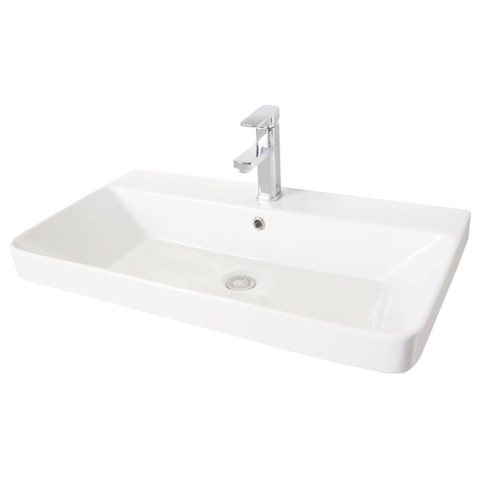 Set Baza front MDF si Lavoar seria 502, cu sertare, cadru metalic, 80 cm, alb [8]