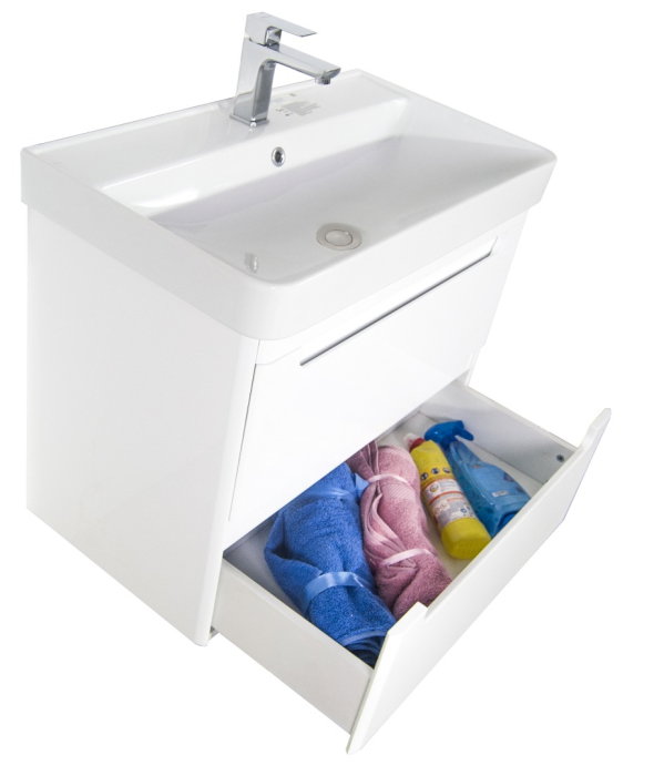 Set Baza front MDF si Lavoar seria 502, cu sertare, cadru metalic, 80 cm, alb [5]