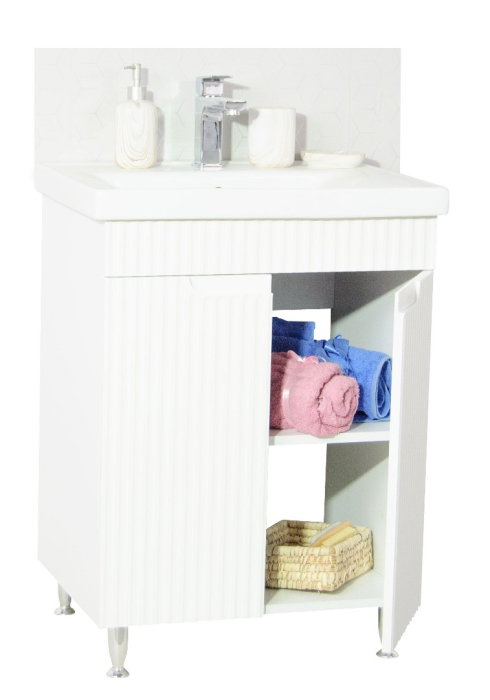 Set Baza front MDF si Lavoar seria 733, montat, 60 cm, alb rustic [3]