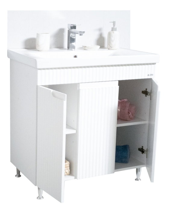 Set Baza front MDF si Lavoar seria 733, montat, 80 cm, alb rustic [3]