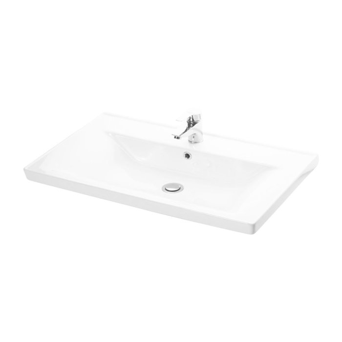 Set Baza front MDF si Lavoar seria 733, cadru metalic, montata, 80 cm, negru [4]