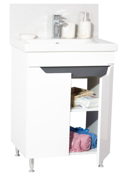 Set Baza front MDF si Lavoar seria 756, montat, 60 cm, alb + antracit [3]