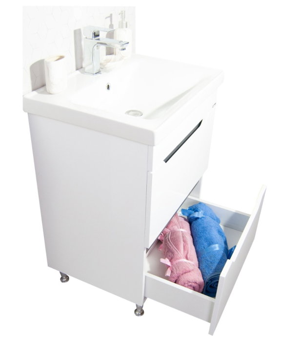 Set Baza front MDF si Lavoar seria 756, cu sertare, montat, 60 cm, alb + antracit [5]