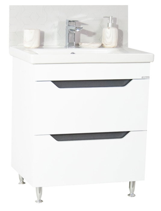 Set Baza front MDF si Lavoar seria 756, cu sertare, montat, 70 cm, alb + antracit [2]