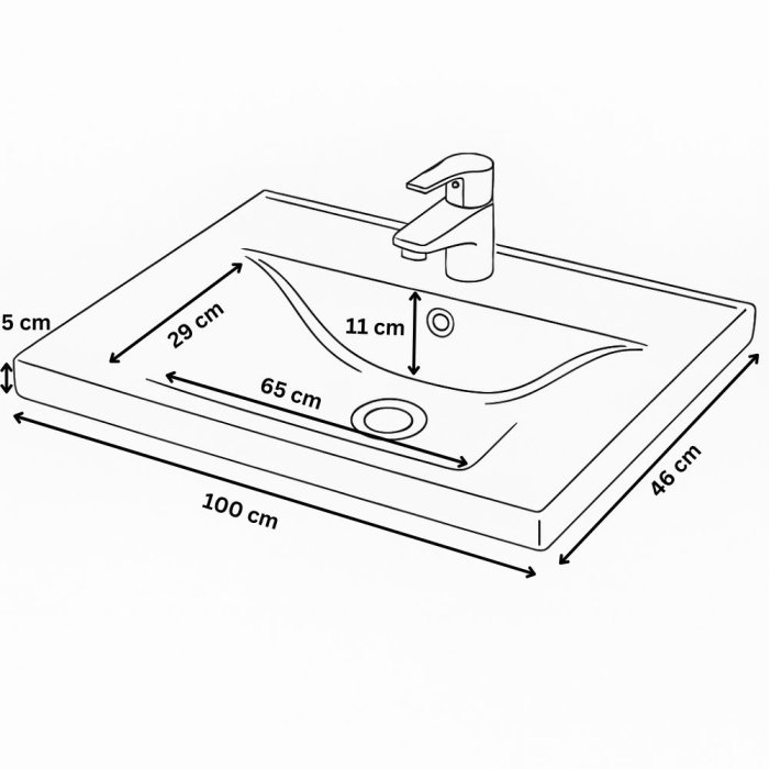 Set Baza front MDF si Lavoar seria 758, cu sertare, cadru metalic, montat, 100 cm, alb [7]