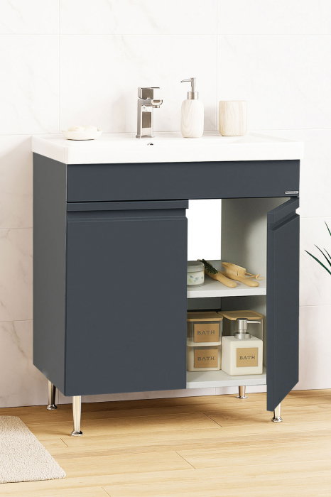 Set Baza front MDF si Lavoar seria 786, montat, 70 cm, antracit [2]