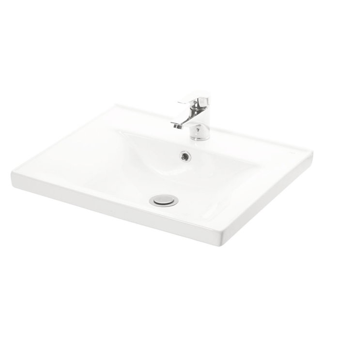 Set Baza front MDF si Lavoar seria 786, cadru metalic, sertare, montata, 65 cm, alb [7]