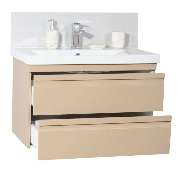 Set Baza front MDF si Lavoar seria 786, cadru metalic, cu sertare, montata, 80 cm, cappuccino [3]