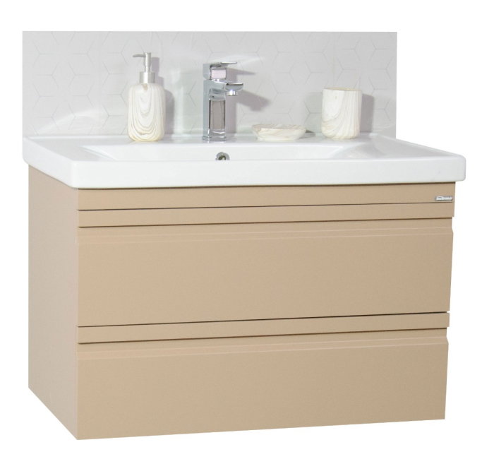 Set Baza front MDF si Lavoar seria 786, cadru metalic, cu sertare, montata, 80 cm, cappuccino [2]