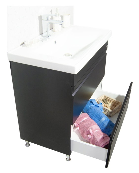 Set Baza front MDF si Lavoar seria 786, cu sertare, montat, 60 cm, negru [5]