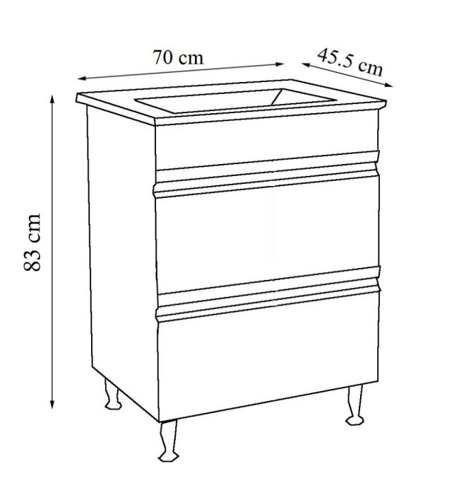 Set Baza front MDF si Lavoar seria 786, cu sertare, montat, 70 cm, cappuccino [3]