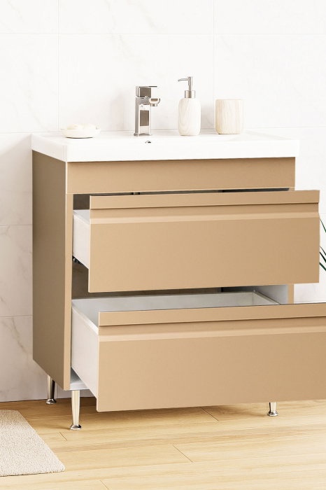 Set Baza front MDF si Lavoar seria 786, cu sertare, montat, 70 cm, cappuccino [2]