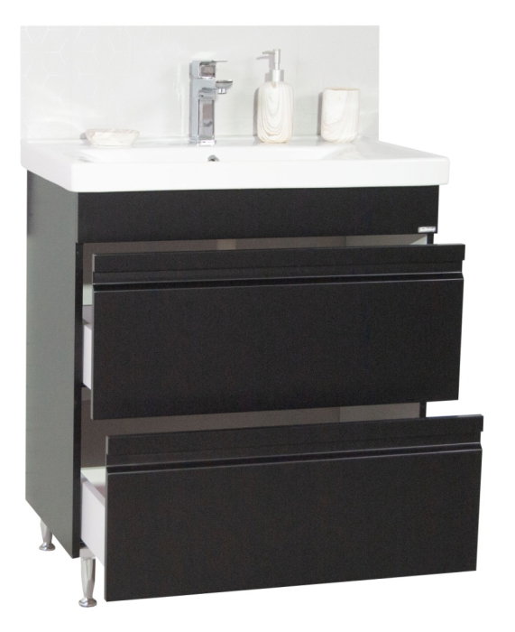 Set Baza front MDF si Lavoar seria 786, cu sertare, montat, 70 cm, negru [3]