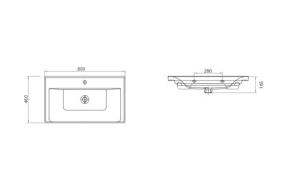 Set Baza front MDF si Lavoar seria 786, suspendata, cu sertare, montat, 80 cm, cappuccino [8]