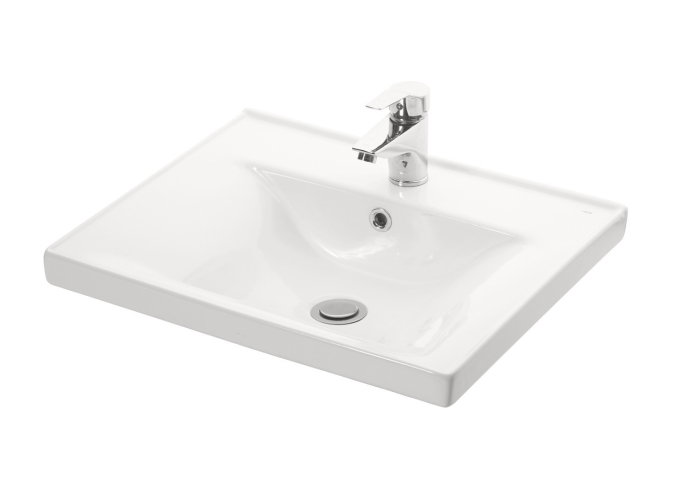 Set Baza front MDF si Lavoar seria 796, cu sertare, cadru metalic, montat, 60 cm, alb rustic [7]