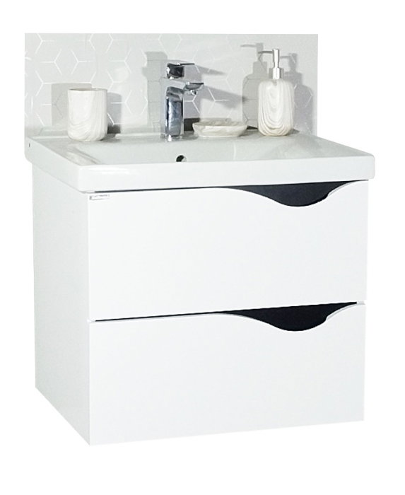 Set Baza front MDF si Lavoar seria 797, cu sertare, cadru metalic, montat, 60 cm, alb [3]