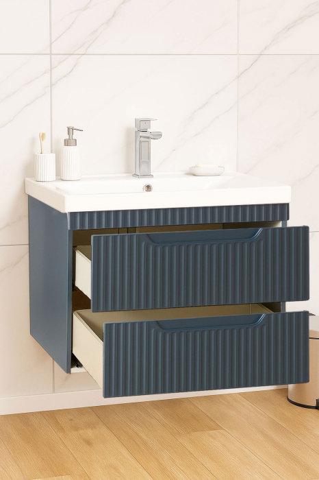 Set Baza front MDF si Lavoar seria 733, suspendata, cu sertare, montat, 70 cm, antracit [2]