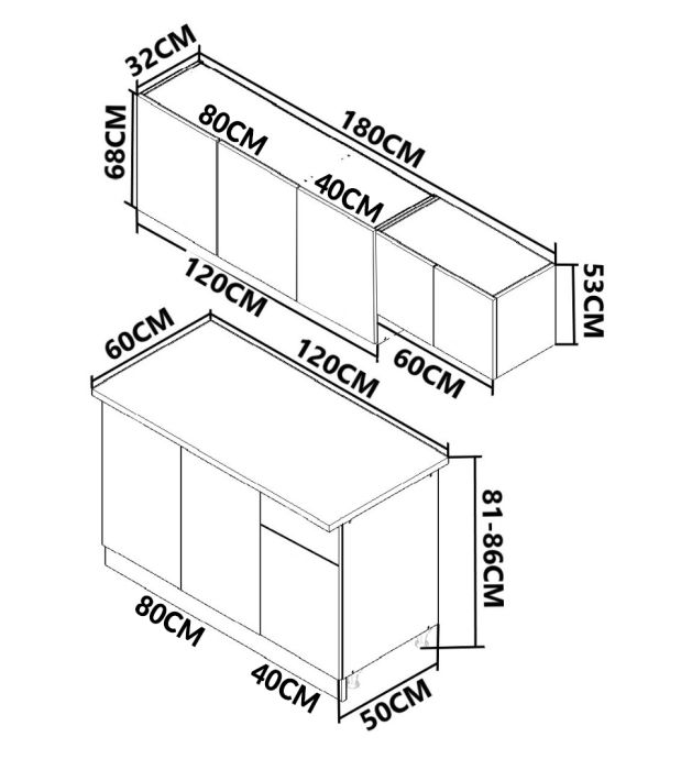 Set bucatarie SPACE 180 cm, 5 corpuri, blat termorezistent, fronturi MDF, antracit [4]