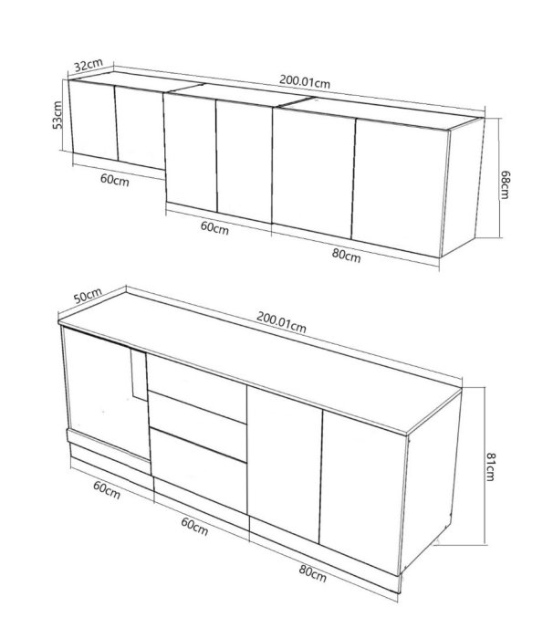 Set bucatarie SPACE 200 cm, 6 corpuri, corp cuptor, cu sertare, blat termorezistent, fronturi MDF, antracit [4]