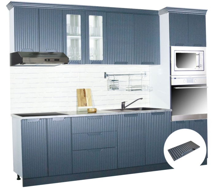 Set bucatarie SPACE 260 cm, 7 corpuri, corp cuptor + microunde, blat termorezistent, fronturi MDF, antracit [3]