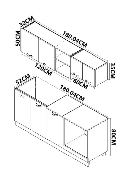 Set bucatarie SARONA 180 cm, 4 corpuri, corp cuptor, blat PAL, sonoma+antracit [3]