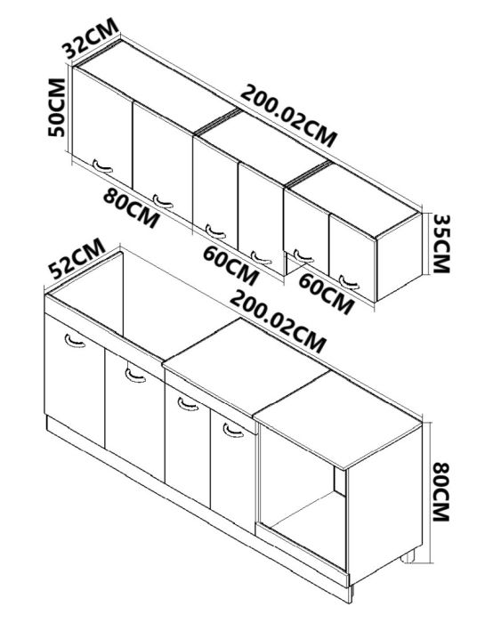 Set bucatarie SARONA 200 cm, 6 corpuri, corp cuptor, blat PAL, sonoma+antracit [3]
