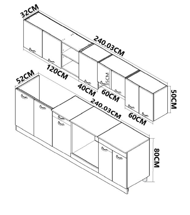 Set bucatarie SARONA 240 cm, 6 corpuri, corp cuptor, blat PAL, sonoma+antracit [3]