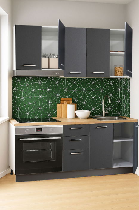 Set bucatarie GERMANIA 160 cm, 6 corpuri, corp cuptor, 3 sertare, blat gros, antracit [2]