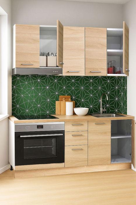 Set bucatarie GERMANIA 160 cm, 6 corpuri, corp cuptor, 3 sertare, blat gros, sonoma [2]