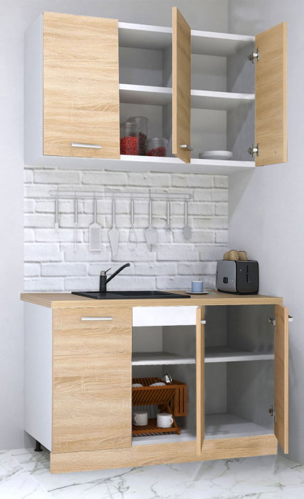 Set bucatarie GERMANIA 120 cm, 4 corpuri, blat gros, sonoma [2]