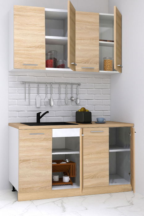 Set bucatarie GERMANIA 140 cm, 4 corpuri, blat gros, sonoma [2]