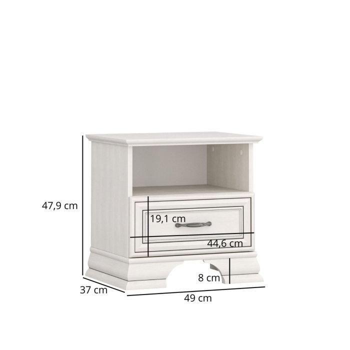 Noptiera cu 1 sertar TIFFANY II, crem fineline, 49x37x47,9 cm [4]