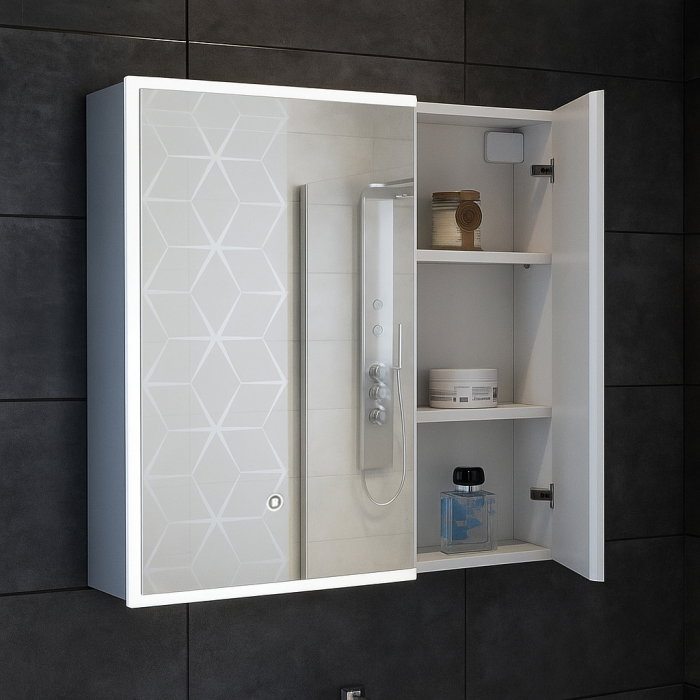 Oglinda cu iluminare LED ALEXA, alb, 75x70 cm [2]