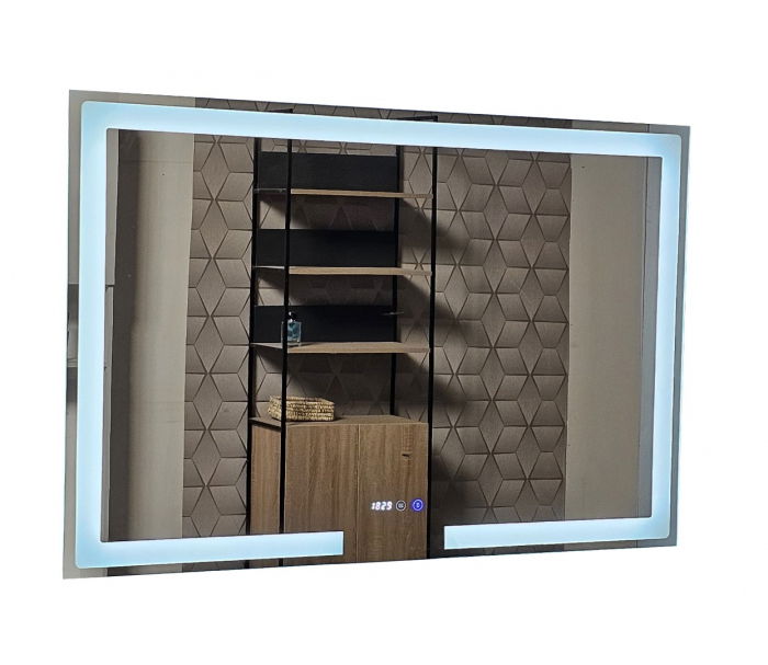 Oglinda cu iluminare LED, functie dezaburire, ceas si termometru, MD1, 120 x 80 cm Oglinda cu iluminare LED, functie dezaburire, ceas si termometru, MD1, 120 x 80 cm