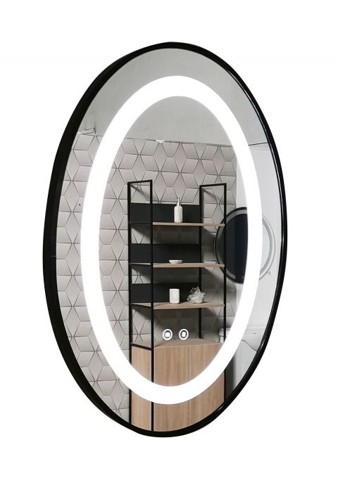Oglinda cu iluminare LED si functie dezaburire, MD3, rama neagra, 50x70 cm