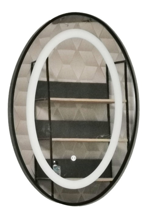 Oglinda cu iluminare LED si intrerupator touch, MD6, rama neagra, 50x70 cm [3]