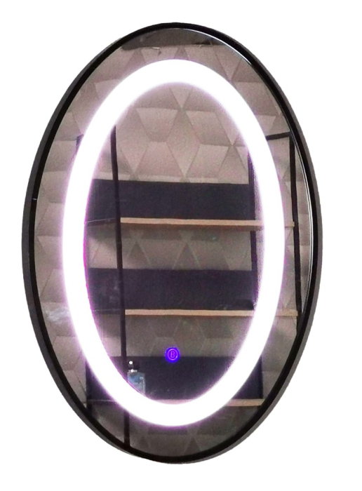 Oglinda cu iluminare LED si intrerupator touch, MD6, rama neagra, 50x70 cm [2]