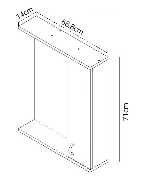 Oglinda seria 020, front MDF, montata, alb, 70x71 cm [5]