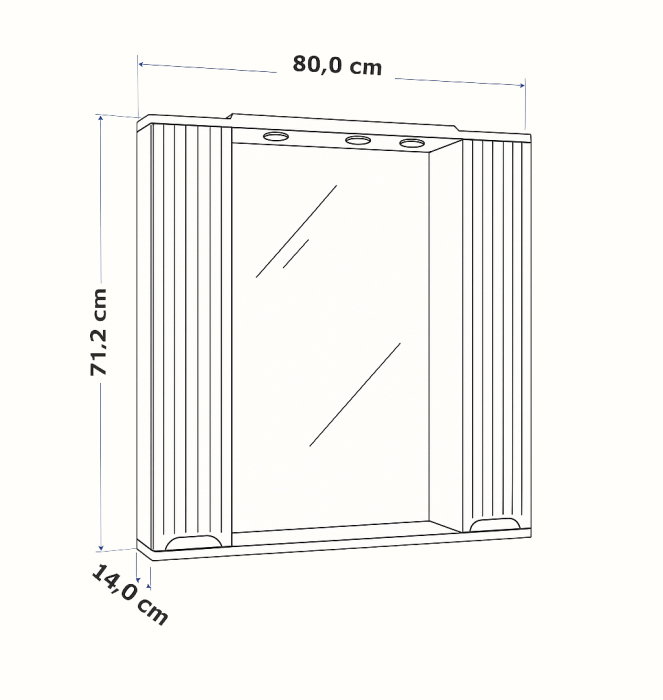 Oglinda seria 033, front MDF, crem, 80x71 cm [3]