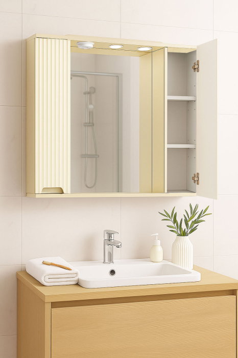 Oglinda seria 033, front MDF, crem, 80x71 cm [2]