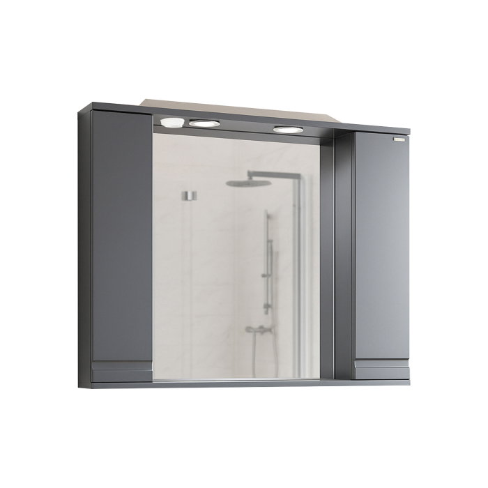 Dulap baie suspendat seria 786 cu oglinda, front MDF, montat, antracit, 80x71 cm [3]