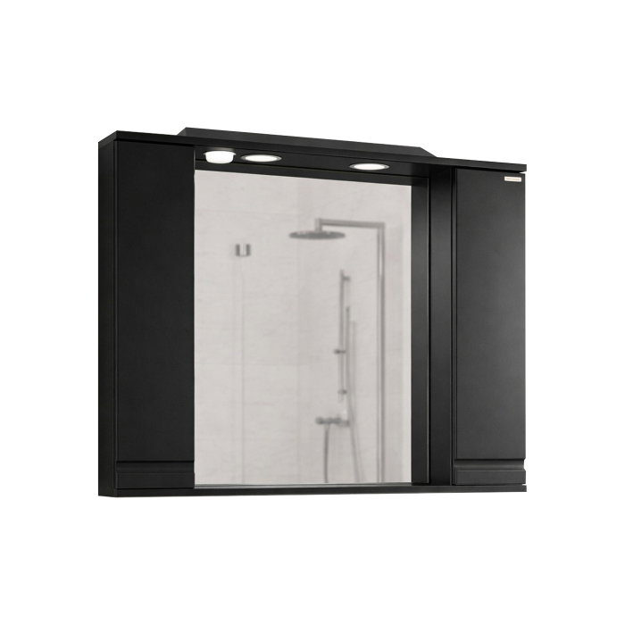 Dulap baie suspendat seria 786 cu oglinda, front MDF, montat, negru, 80x71 cm [3]