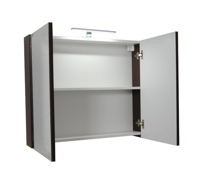 Dulap baie suspendat QUATTRO, cu oglinda, 2 usi, alb, 80x14.5x68 cm [2]