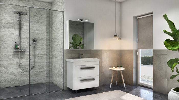 Oglinda cu iluminare LED, SERENA, alb, 80x68 cm [6]