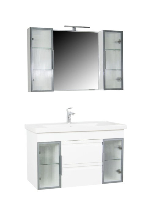 Oglinda seria 758, montata, alb, 100x68 cm [4]